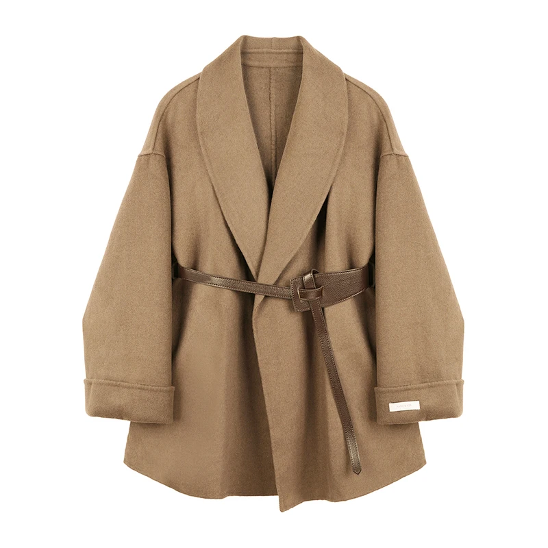 

2021 autumn and winter new fashion casual all-match temperament waist slimming double-sided woolen warm jacket women