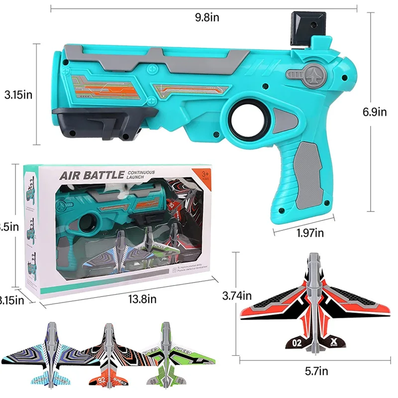 

Stunt Airplane Launcher Gun Toys Catapult Air Combat Flying Saucer Outdoor Toy With 4 Foam Planes For Kids Baby Children Gifts