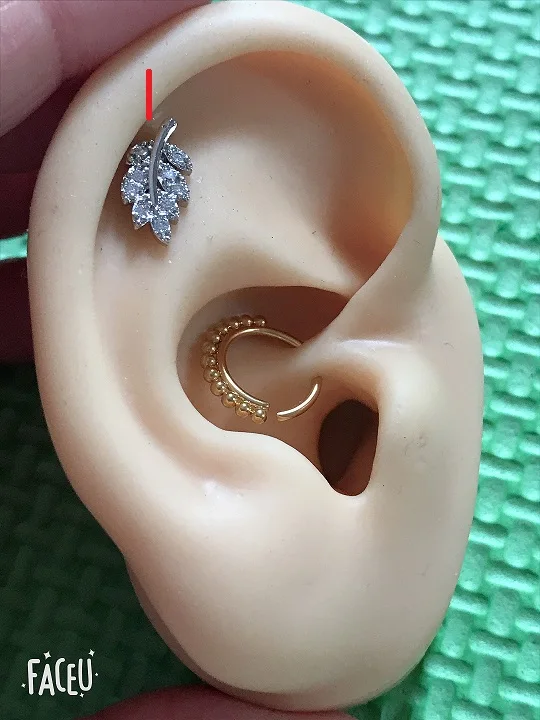 Серьги в форме листа из нержавеющей стали Надеваемые На ушной хрящ серьги