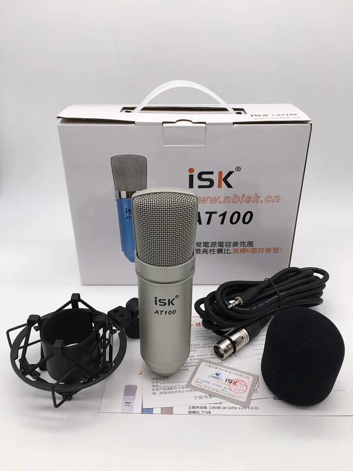 Chuyên Nghiệp ISK AT100 Condenser Thu Âm Cardioid Micro Phòng Thu Hiệu Suất  Mic Cho Máy Tính Có Chống Sốc Và Cáp - AliExpress Consumer Electronics