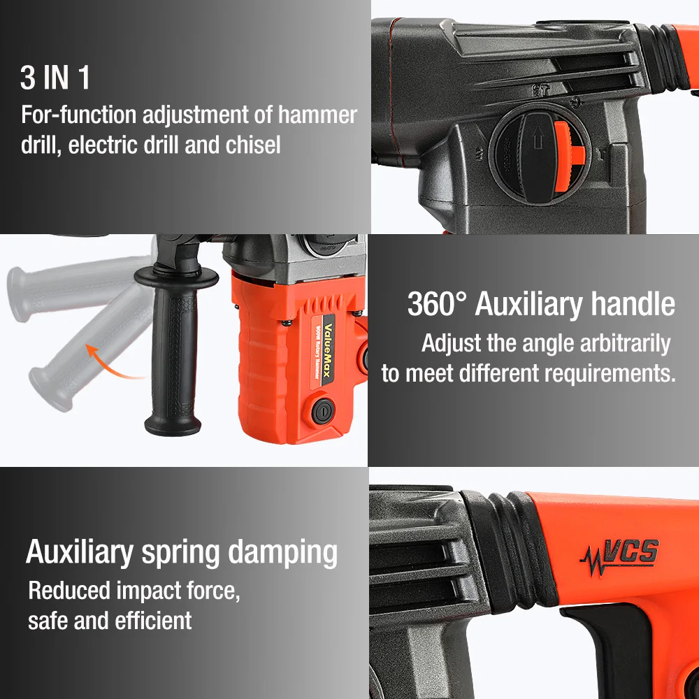 ValueMax 900 Вт дрель с вращающимся молотком (VDE Plug) тяжелый электрический проводной