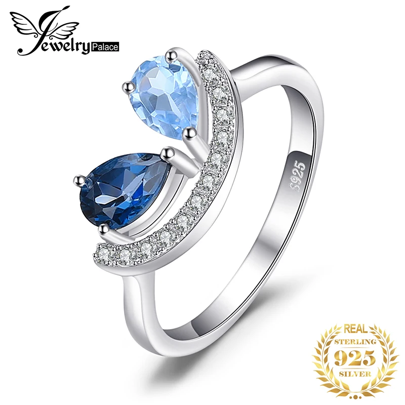 Jewelrypalace Fine1ct груша Природный Голубой Топаз Лондон топаз кольцо Speical 925 Серебряное