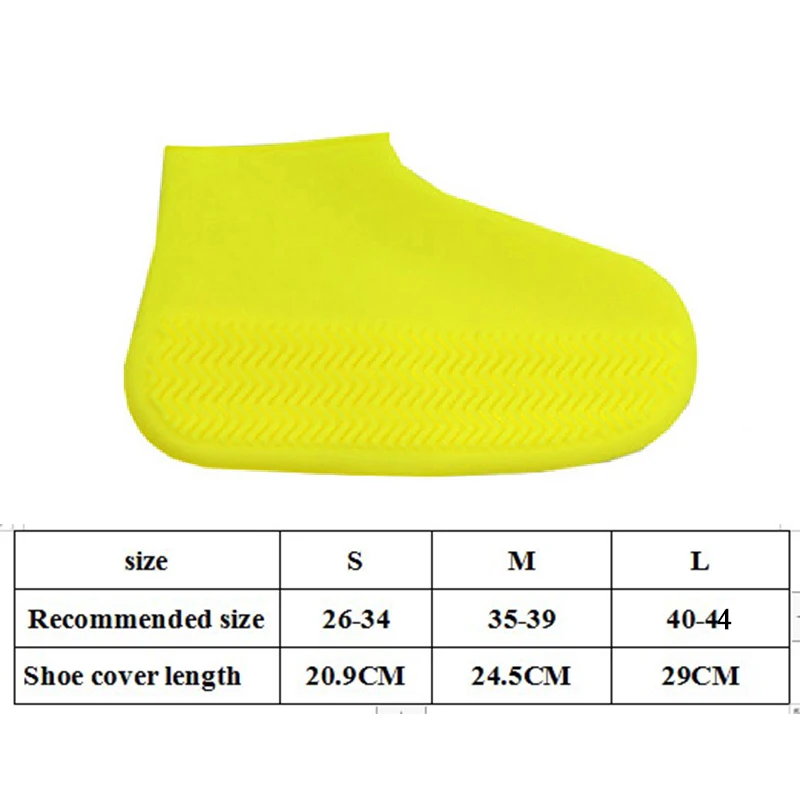 Yellow Silicone Shoe Covers Unisex Waterproof Rain Boot Covers Reusable Overshoes Non-slip Thickened Outdoor Shoe Protector Hot