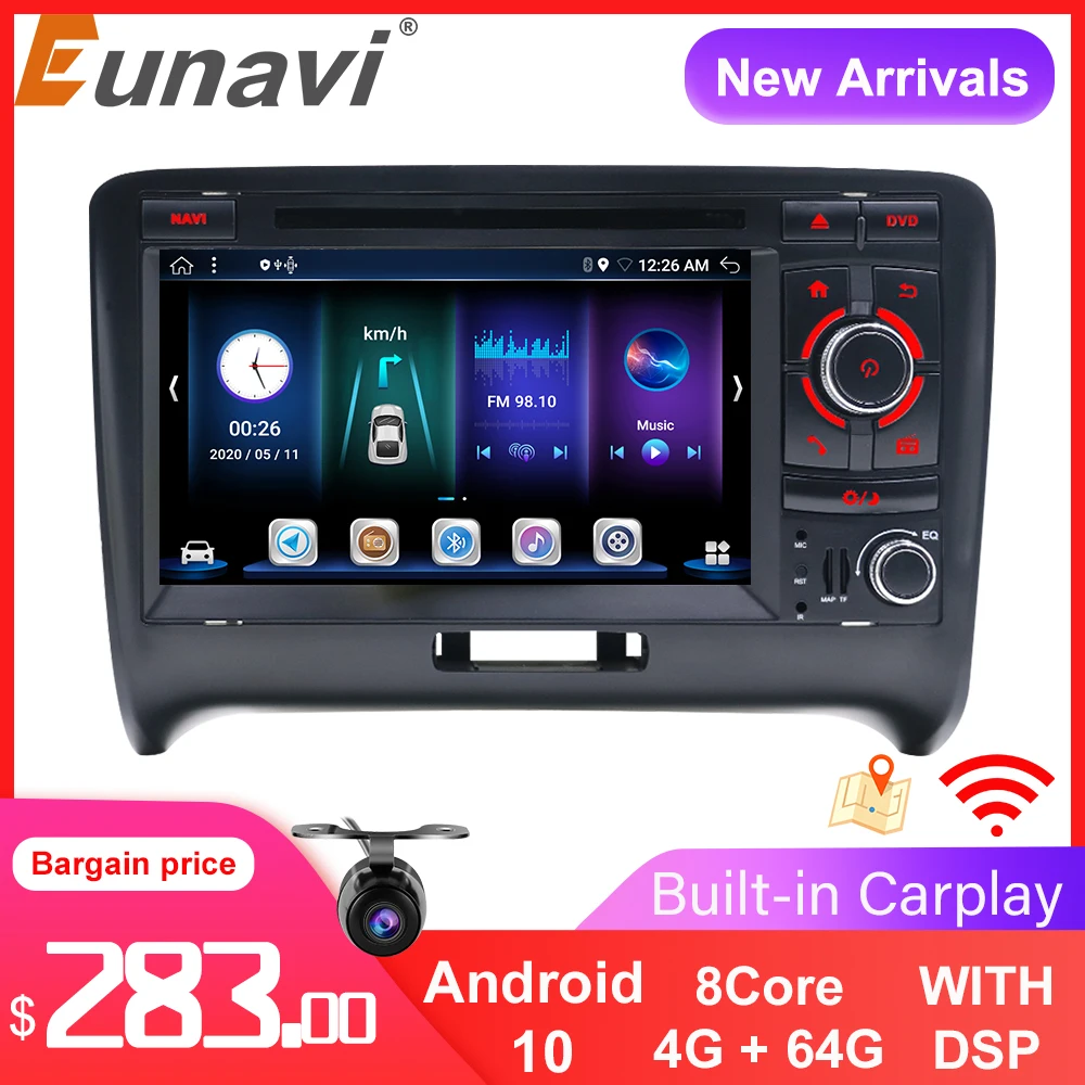 

Eunavi 2 Din Android 9.0 Car Radio Audio For Audi TT 2006-2012 Multimedia Video Player 7 inch with Canbus Bluetooth 2 Din DVD