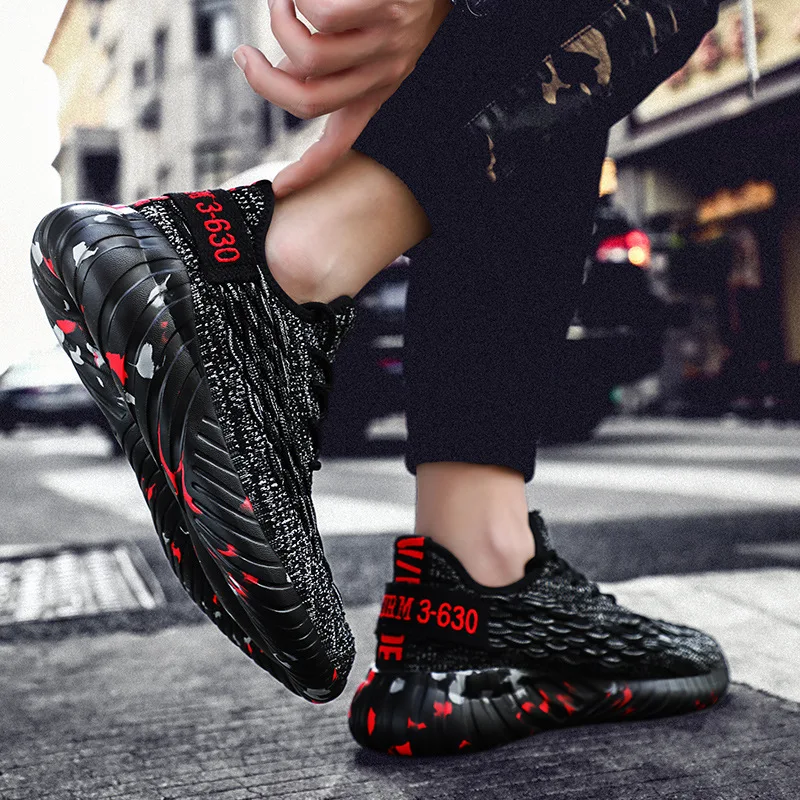 

Flying Woven Fish Scale Shoes Trend Casual Sports Shoes Men's Mesh Tide Shoes Breathable Sneakers Men's Shoes