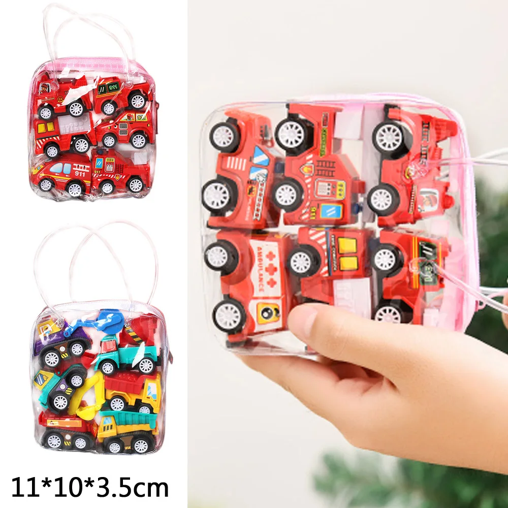 

6pcs Car Model Toy Pull Back Car Toys Mobile Vehicle Fire Truck Taxi Model Kid Mini Cars Boy Toys Gift Diecasts Toy for Children