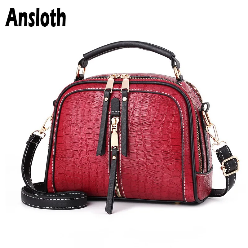 Женская сумка на плечо Ansloth винтажная квадратная молнии однотонная через