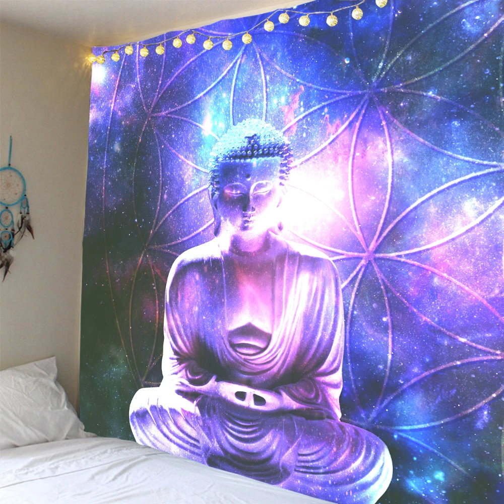 Фантазия звездное небо статуя Будды фоновый гобелен цифровая печать фоновое