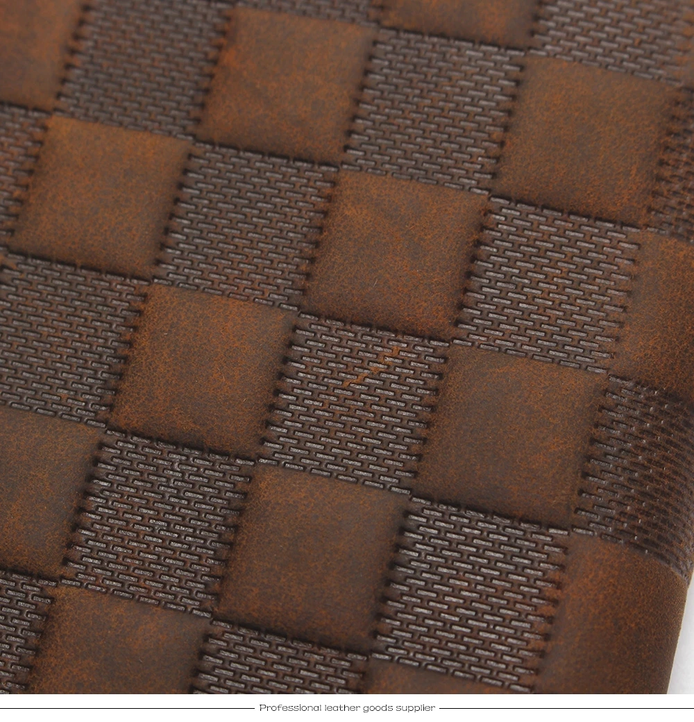 Crazy Horse Leather Men's Top Layer Leather Lattice Wallet Business Real Leather Luxury And Classical Design Mens Small Wallet