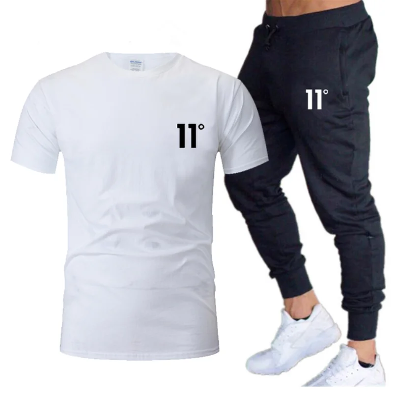 

Men's Casual Tracksuit Summer Clothes Sportswear Two Piece Set T Shirt Brand Track Clothing Male Sweatsuit Sports Suits S-3XL