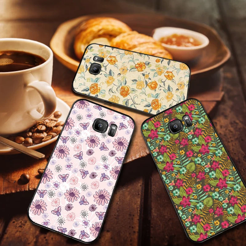 Цветы в стиле Ретро мягкий силиконовый чехол для телефона samsung A3 4 5 6 Plus 7 8 910 20 30 40 50