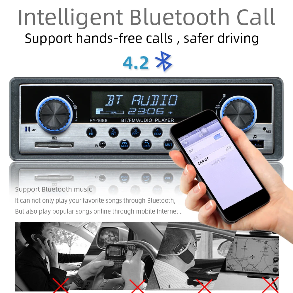 Автомобильный Радио Coche Aux автомобильный радиоприемник с Bluetooth стерео аудио MP3 USB