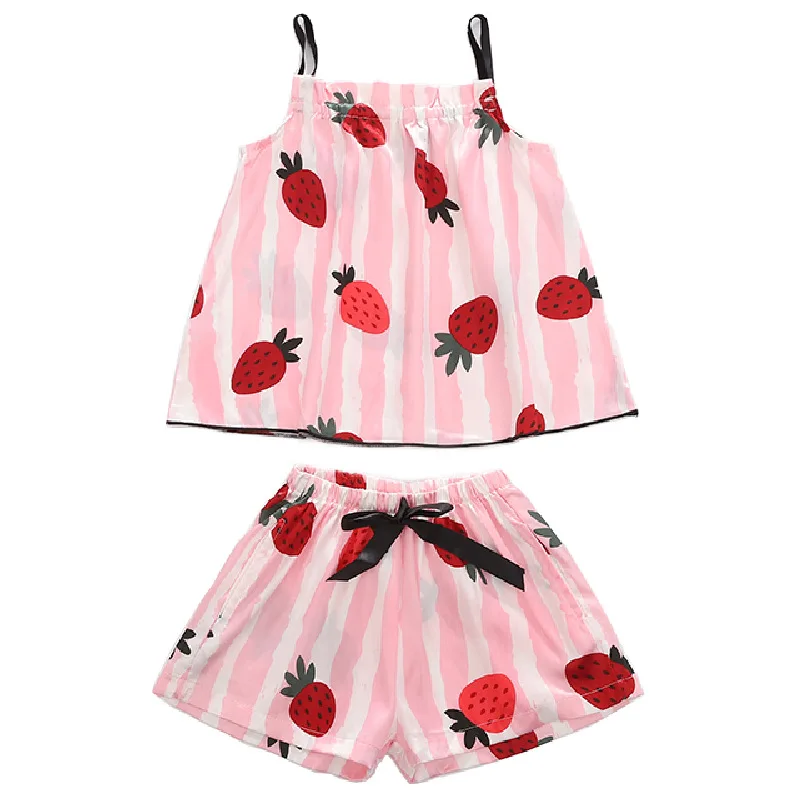 

Silk Kids Pajamas Sets Summer Children Pajamas For Girls 2021 Cartoon Girl Sleepwear Teenager Pyjamas Clothing