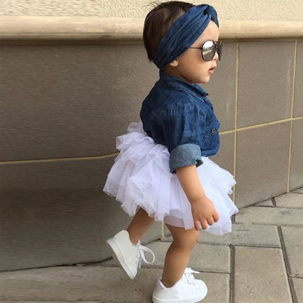 2019 новые комплекты из 2 предметов Одежда для маленьких девочек Джинсовая рубашка