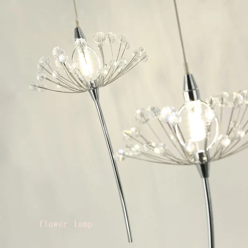 

New LED Crystal Chandelier Lamp Dandelion Light Flower Romantic Restaurant Lantern Nordic Living Room Hanging Lighting