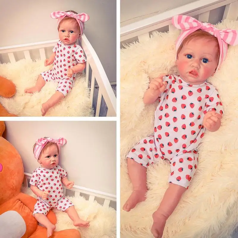 

22inch Soft Silicone Simulation Baby Doll Full Vinyl Christmas Gift With For Kids Girl Party Doll Clothes Cute X0F4