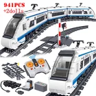 Радиоуправляемый городской железнодорожный поезд с электроприводом, строительные блоки с дистанционным управлением, высокоскоростной рельс, детские игрушки, подарки для детей