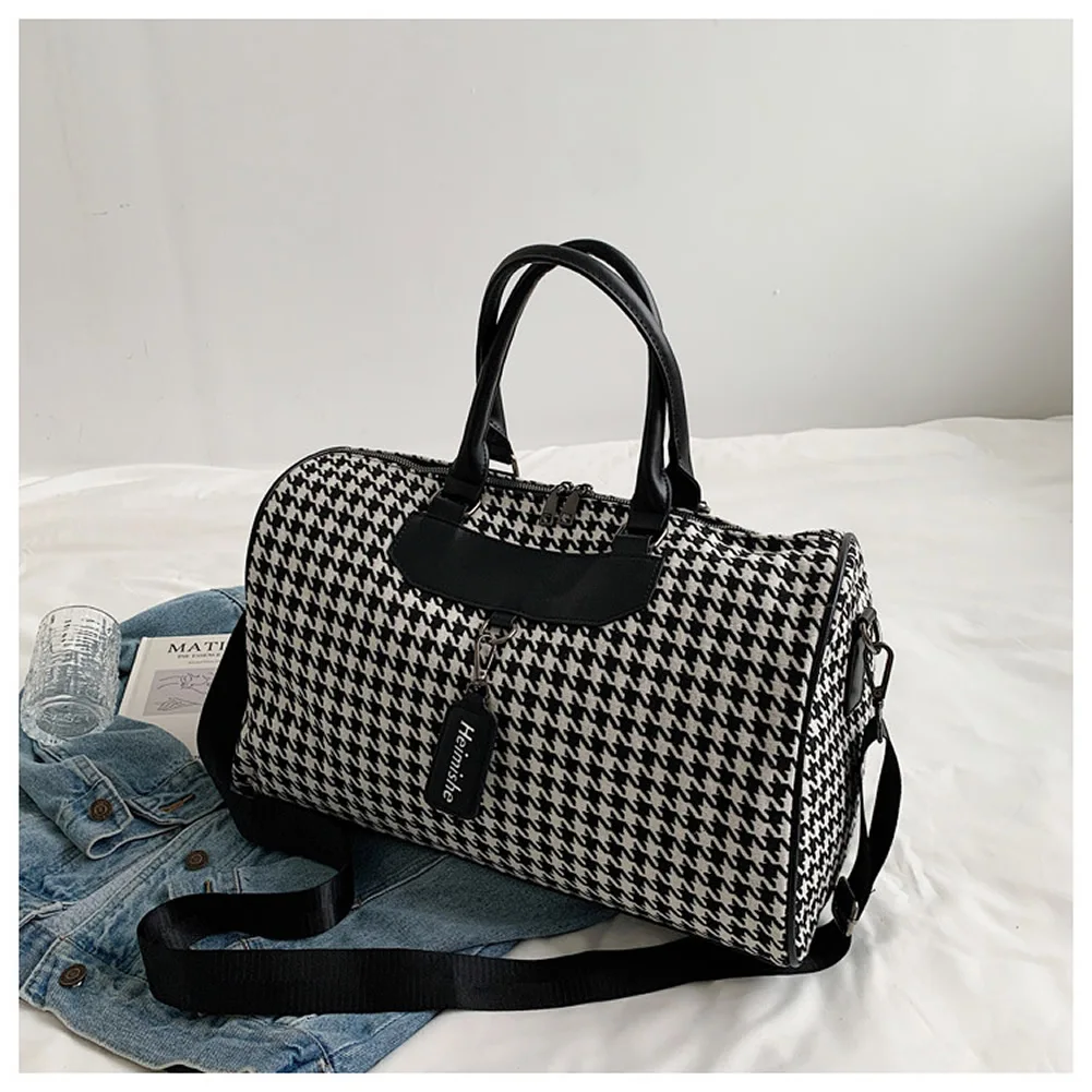 GNWXY Large Capacity Travel Bag Women Luggage Shoulder Handbag Fashion Foreign Flavor Plaid Gym Bag Lightweight Men Duffel Bags