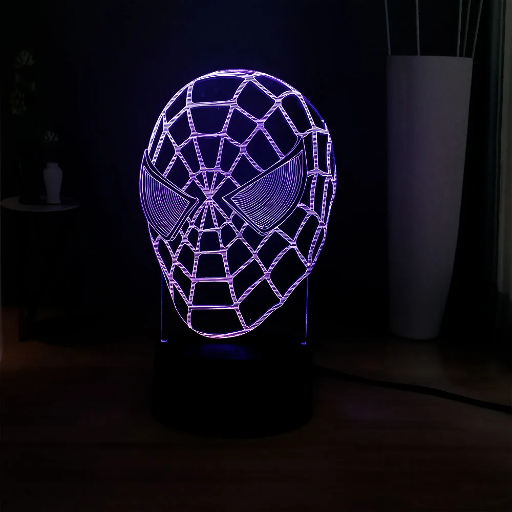 3D визуальная настольная лампа Marvel супергерой Человек-паук светодиодный ночник