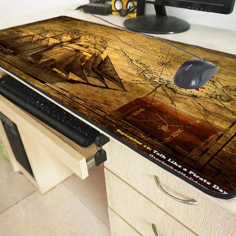 xgz pirate ship large gaming mouse pad lock edge mouse mat for laptop computer keyboard pad desk pad for dota 2 lol mousepad xxl free global shipping