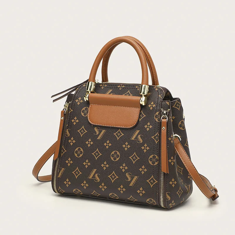 

Boutique Genuine Leather Women Bucket Bags 2021 New Luxury Handbags Retro Prints One Shoulder Bags Designer Party Purses Metis