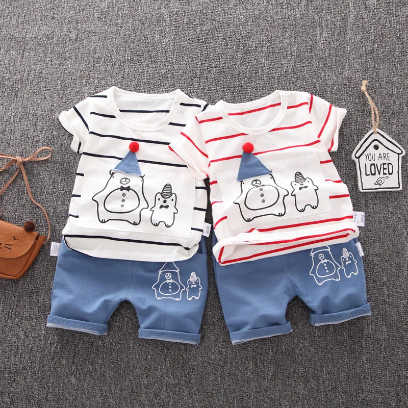 Одежда для маленьких мальчиков и девочек ясельного возраста топ с короткими