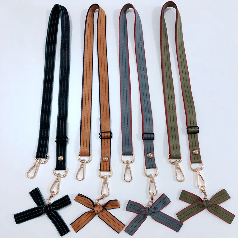 

120cm Fabric Bag Phone Strap Adjustable Shoulder Strap Soild Color Replacement Accessory Fashion Casual Stripe Bow Bag Belt