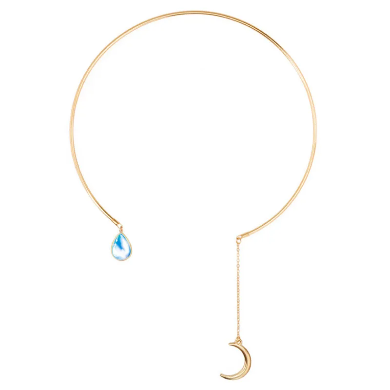 

Summer Diamonds Moon Pendant Necklace for Women New Trendy Jewelry Accessories