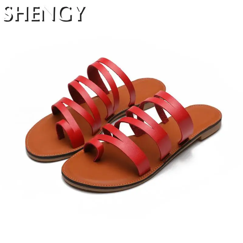 Женские шлёпанцы для женщин Ретро бретели женские тапочки желтого цвета на