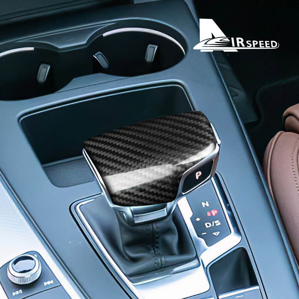Наклейка AIRSPEED для Audi A4 B9 A5 Q7 4M Q5 FY на крышку рычага переключения передач автомобиля, аксессуары для отделки интерьера LHD RHD из настоящего углеродного волокна.