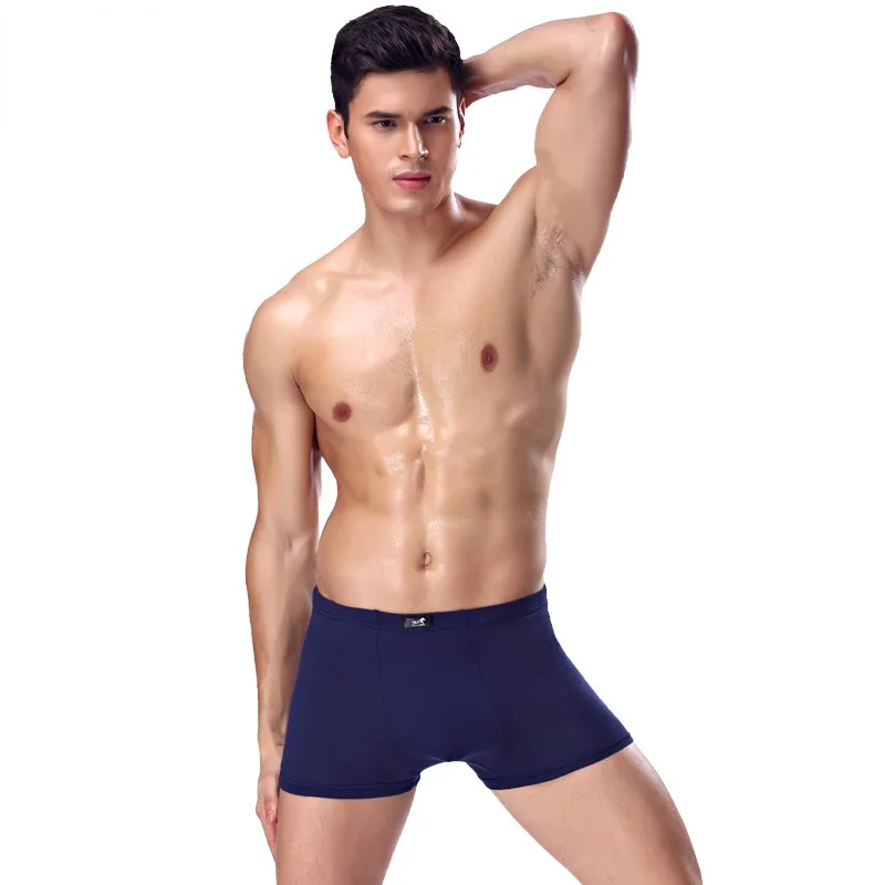7Pcs/lot Men's Underwear Solid Color Modal U Convex Middle Waist Breathable Boxer Underwear Stretch Shorts Larger Size L-3XL