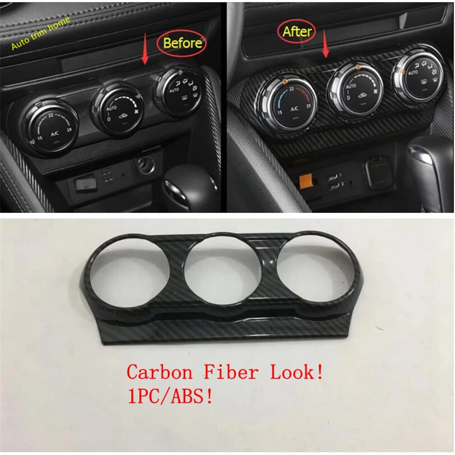 

Carbon Fiber Look Interior Refit Kit Gear Box / Front Cup Holder / Steering Wheel / AC Cover Trim For Mazda CX-3 CX3 2016 - 2019