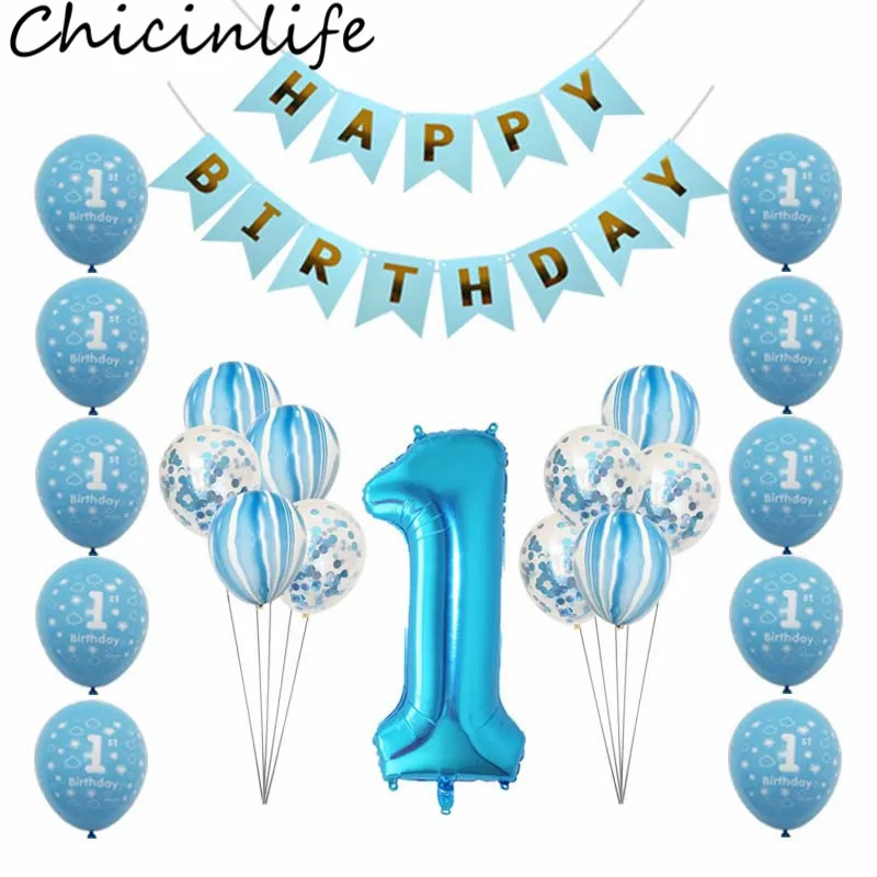 Chicinlife 1 день рождения воздушный шар с днем рождения баннер Baby Shower мальчик девочка первый день рождения украшения Детские сувениры Поставки