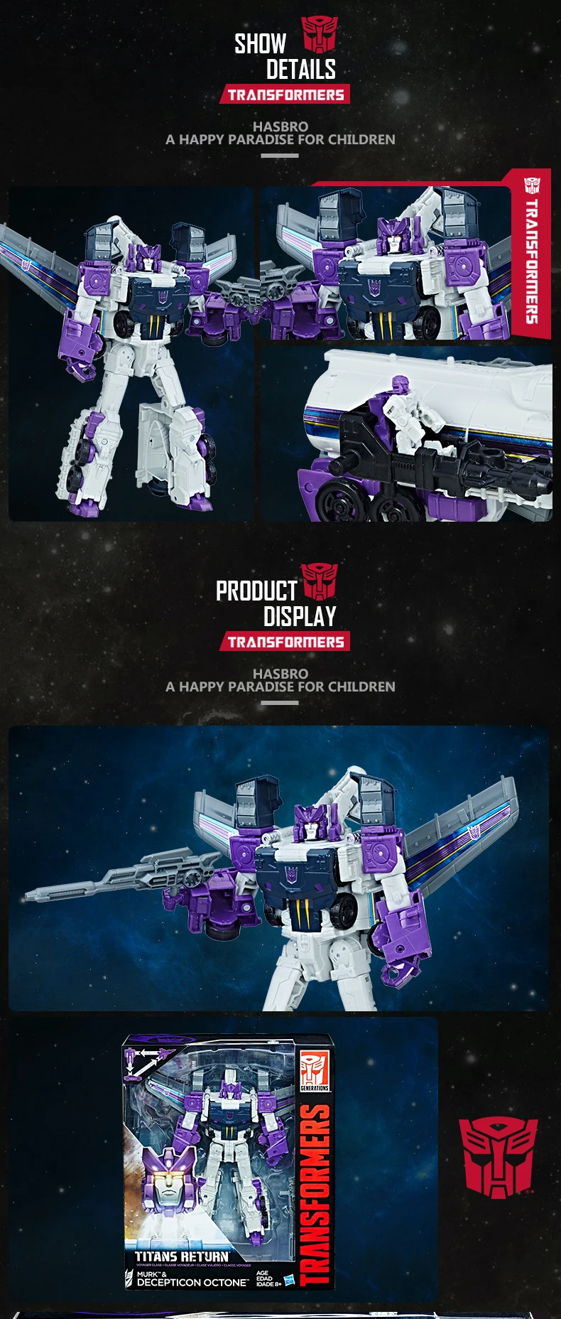 Hasbro Трансформеры игрушки поколения Титаны возвращение Voyager Decepticon Octone and Murk фигурка коллекция модель автомобиля игрушка