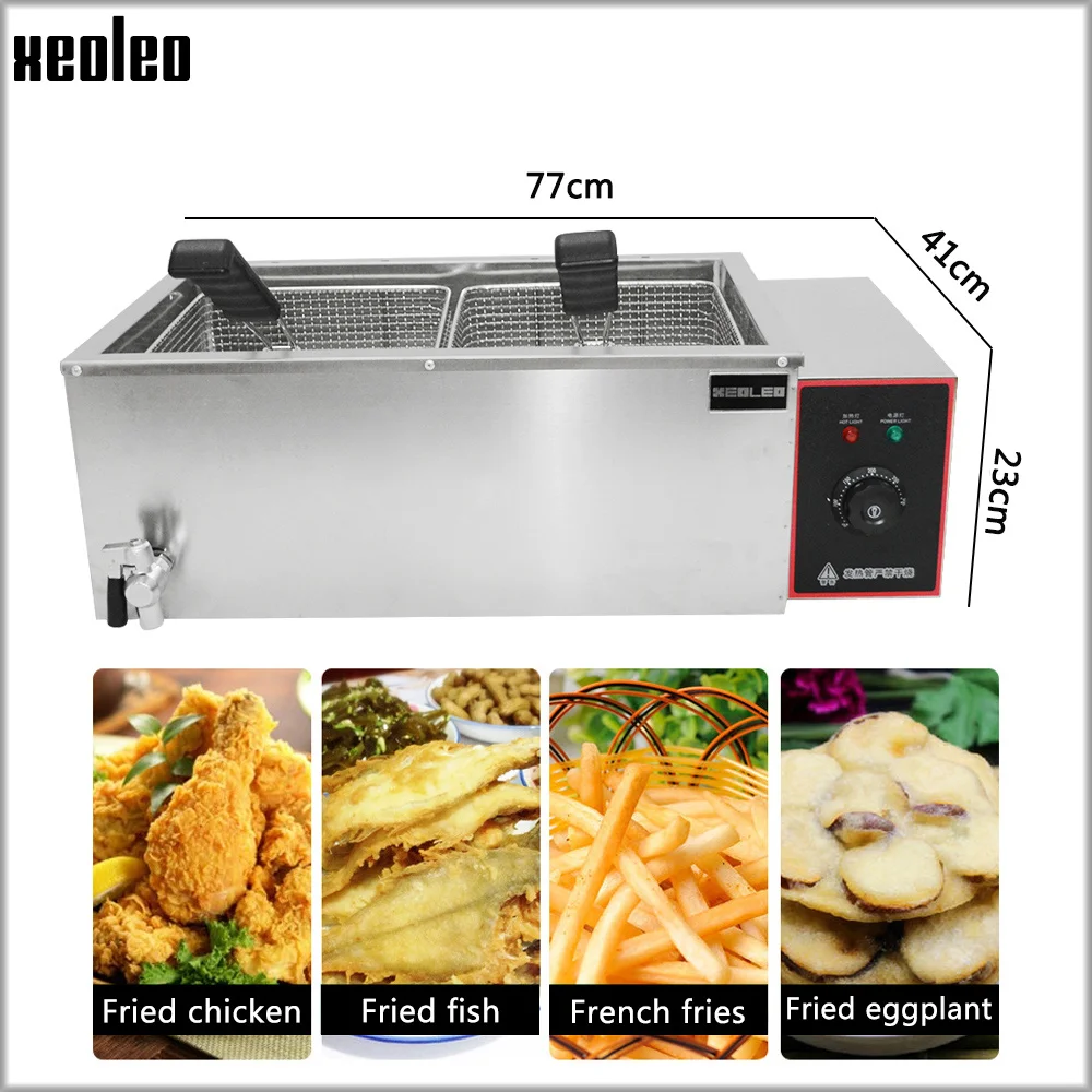 XEOLEO Коммерческая фритюрница с двумя решетками 25L электрическая из нержавеющей