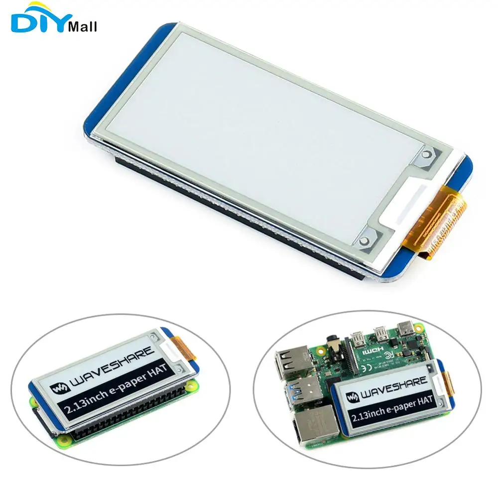 Шляпа Waveshare для демонстрации электронных чернил диагональю 2,13 дюйма для Raspberry Pi 250x122 с интерфейсом SPI Шляпа Waveshare для демонстрации электронных чернил диагональю 2,13 дюйма для Raspberry Pi 250x122 с интерфейсом SPI