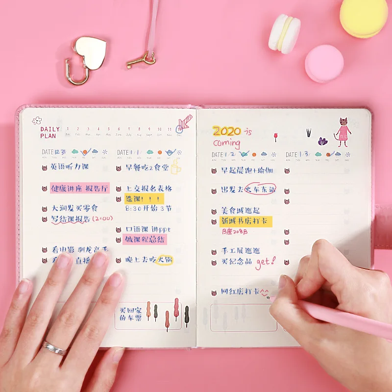 365 Day Password lock Diary Agenda Multifunctional with Notebook Cute color illustration Daily monthly Plan travel Notepad | Канцтовары