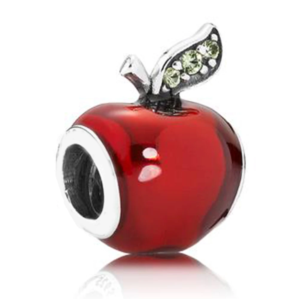 

Snow White's Apple Charm Beads 100% Real 925 Sterling Silver Christmas Charm Beads Fit Original Bracelet Diy Jewelry
