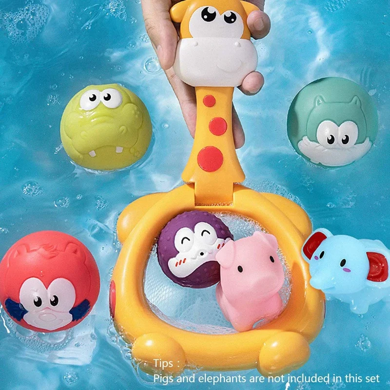 

Giraffe Net Bath Fishing Toy Hoop Shower Toy Bathtub Water Game Play Set Giraffe Floating Children's Bath and Water Toy