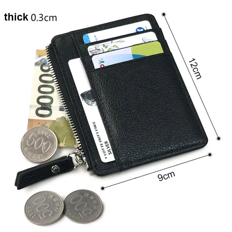 Держатель для карт Модный черный кожаный кошелек унисекс с узором Личи держатель