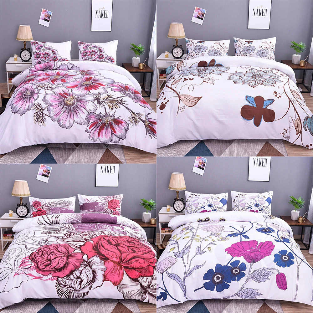 Homesky белый Постельное белье Цветочный принт одеяло s King Размеры Стёганое крышка