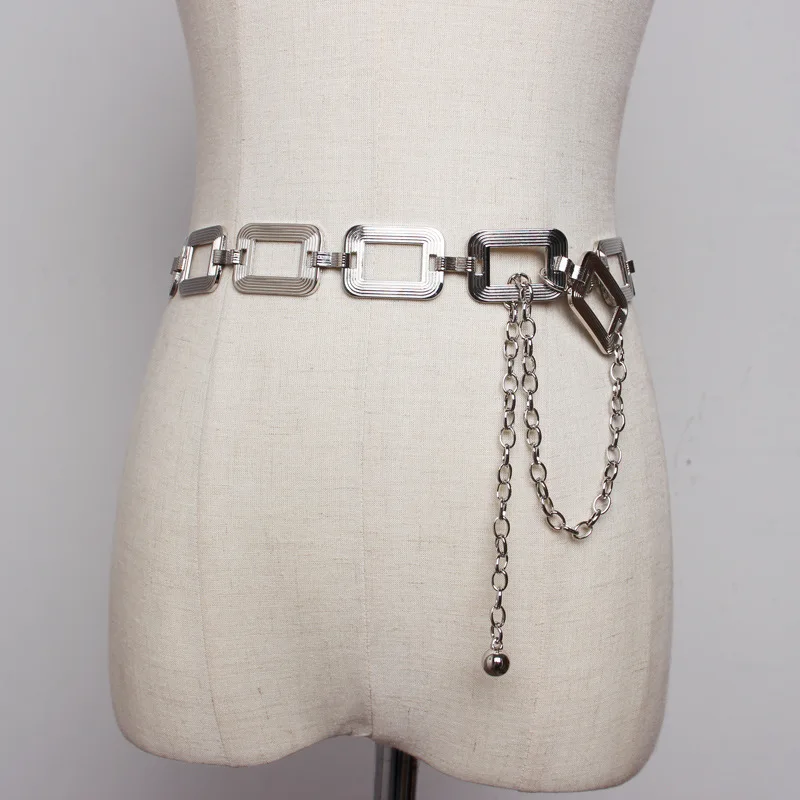 

Ladies fashion tassel gold chain belt designer brand luxury tassel women dress simple wild belt metal gold chain belt dress