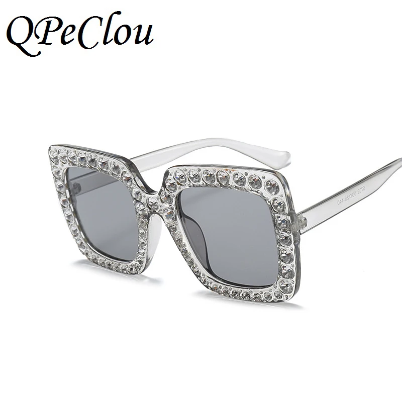 QPeClou роскошные квадратные солнцезащитные очки с бриллиантами Женские брендовые