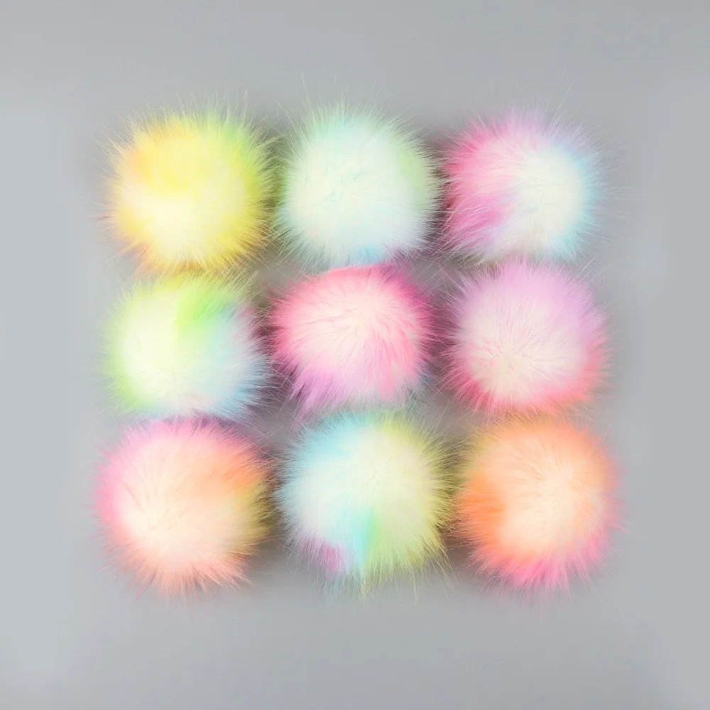 2 шт./лот искусственные разноцветные шапки помпоны ручной работы DIY шапка из