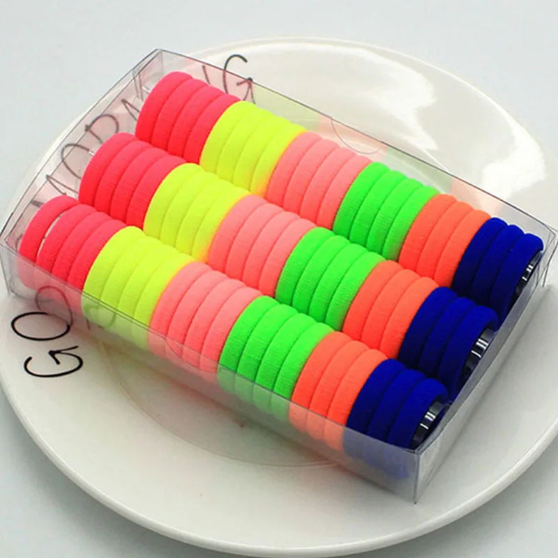 66 шт./лот резинки для волос ярких цветов Детские аксессуары высокоэластичные