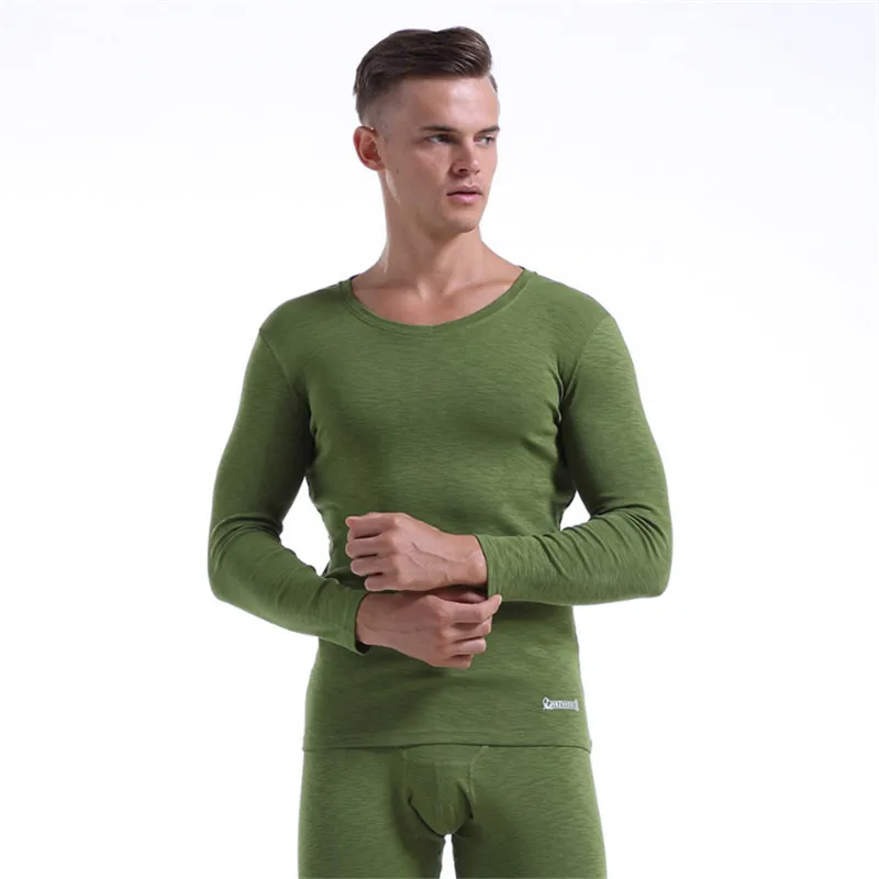 Мужское эластичное термобелье из бамбукового хлопка с V-образным вырезом и