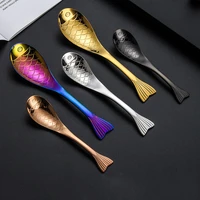 304 spoon stainless steel spoon creative cartoon fish shaped dessert spoon gold plated spoon mixing spoon tableware