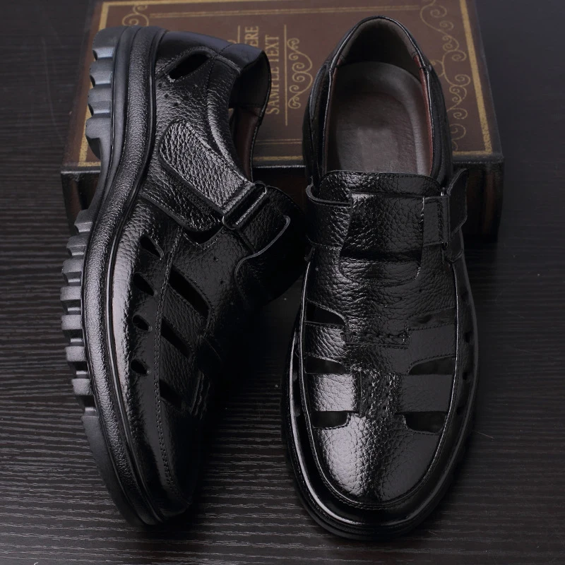 Мужские сандалии из натуральной кожи Нескользящие с вентиляцией|Сандалии| |