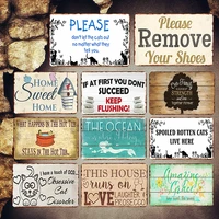 remove your shoes shabby chic metal signs pub bathroom decorative plates home sweet home wall stickers art poster decor mn69
