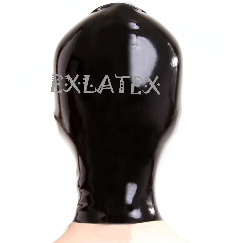 Латексный капюшон унисекс искусственная кожа маска с красной отделкой вокруг